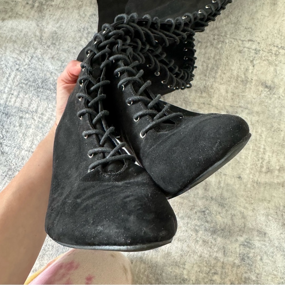 Forever 21 over the knee lace up heeled boots Sz 9 - Picture 10 of 10